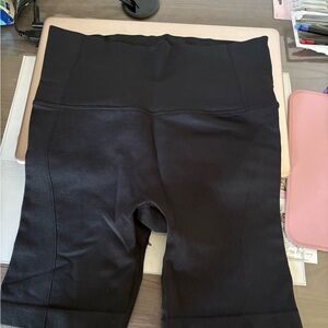 High-Waist Black Ribbed Shorts